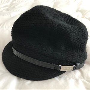 Bebe Sport Black Wool Blend Newsboy Hat